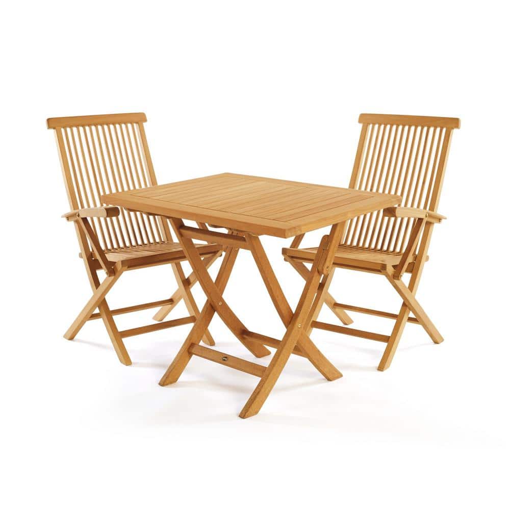Honey Teak Wood Folding Dining Armchair