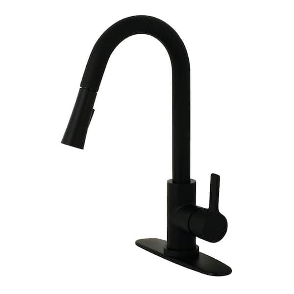 Kingston Brass Modern Single-Handle Pull-Down Sprayer Kitchen Faucet in Matte Black