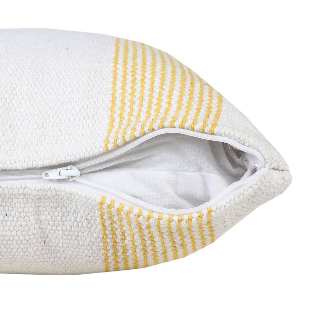 Balanced Yellow and White Cotton Polyester 20" x 20" Throw Pillow