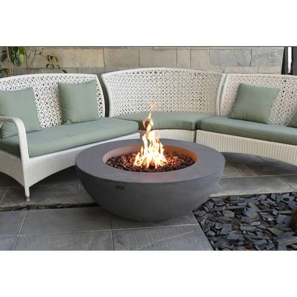 Carson Round Natural GAS Fire Pit in Fog Stone Gray | Arhaus