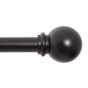 Chelsea 28 in. - 48 in. Adjustable Single Curtain Rod 5/8 in. Diameter in Black with Ball Finials