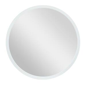 42 in. x 42 in. White Wood Contemporary Round Wall Mirror