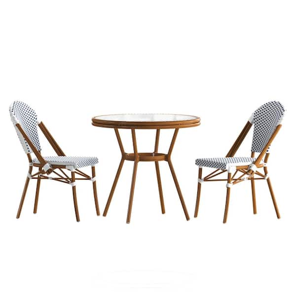 TAYLOR + LOGAN Brown 3-Piece Aluminum Outdoor Dining Set