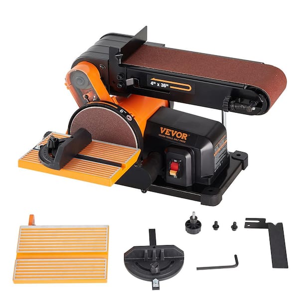 VEVOR 4.3 Amp Corded 4 in. x 36 in. Belt Sander and 6in. Disc Sander Combo with Cast Aluminum Worktable for Woodworking