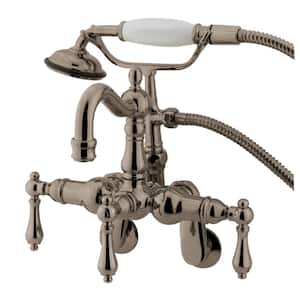 Victorian Adjustable Center 3-Handle Claw Foot Tub Faucet with Handshower in Brushed Nickel