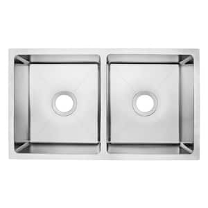 31 in. Undermount 50/50 Double Bowl 18 Gauge Stainless Steel Kitchen Sink with Tiny Radius
