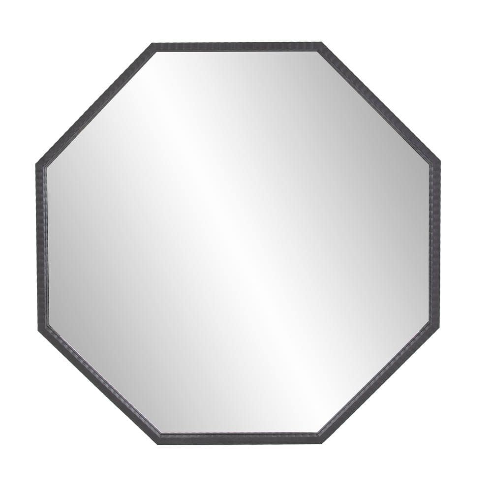 Matte Graphite Industrial Octagonal 38" Wall Mirror