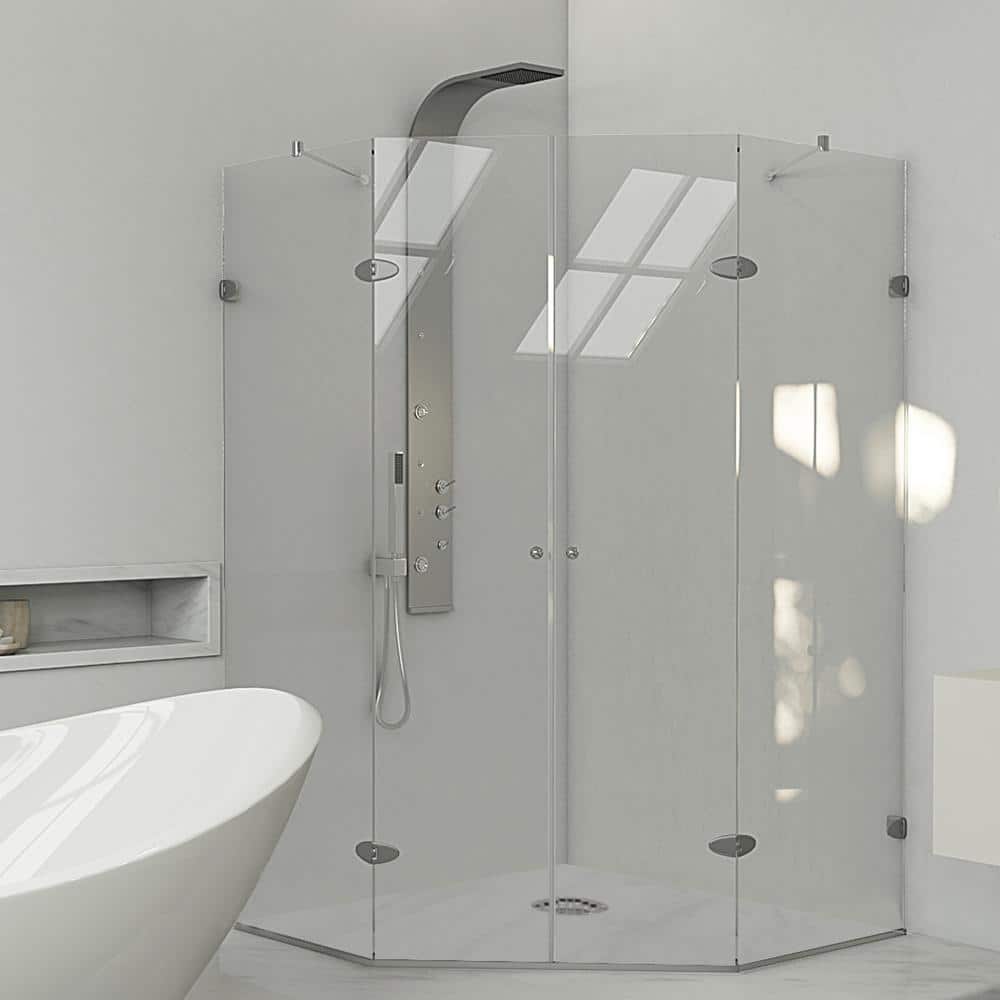 Gemini 47" Frameless Neo-Angle Shower Enclosure with Clear Glass
