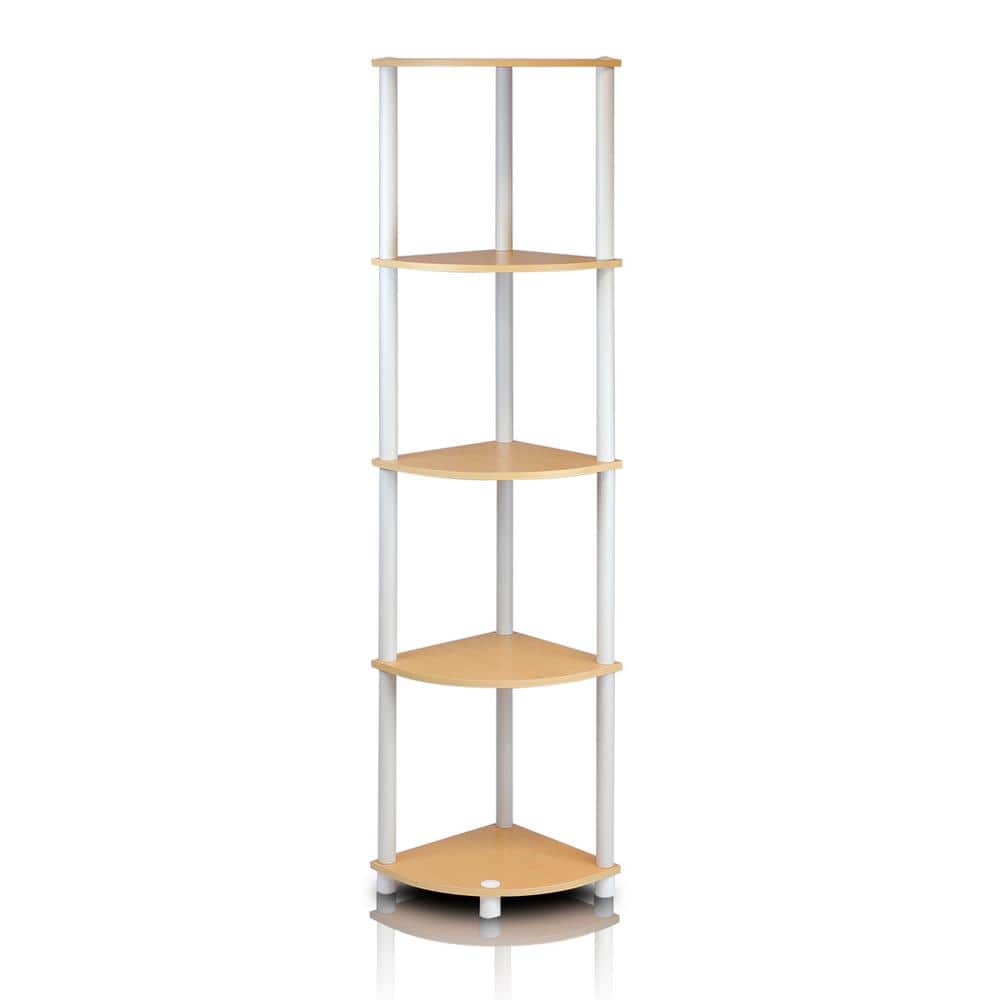 Multicolor Corner 4-Shelf Display Unit with Durable Composite Wood