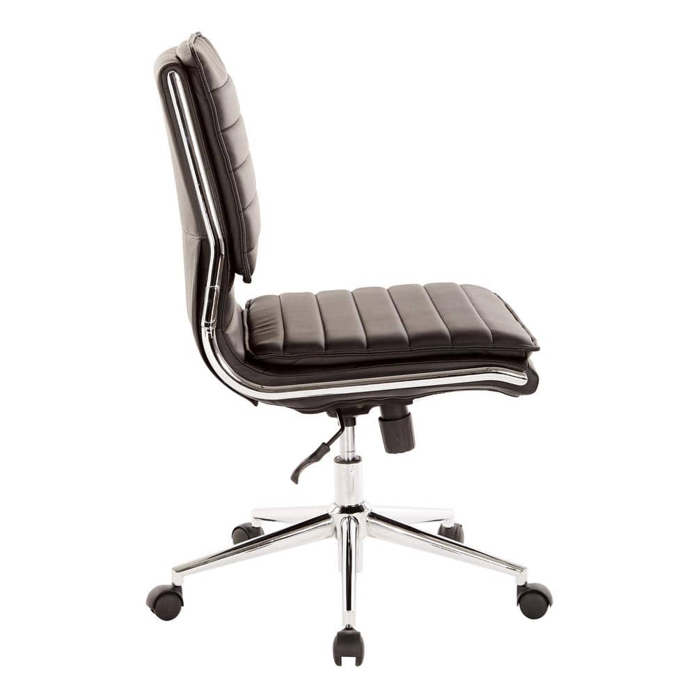 Black High Back Leather Swivel Office Chair with Metal Base