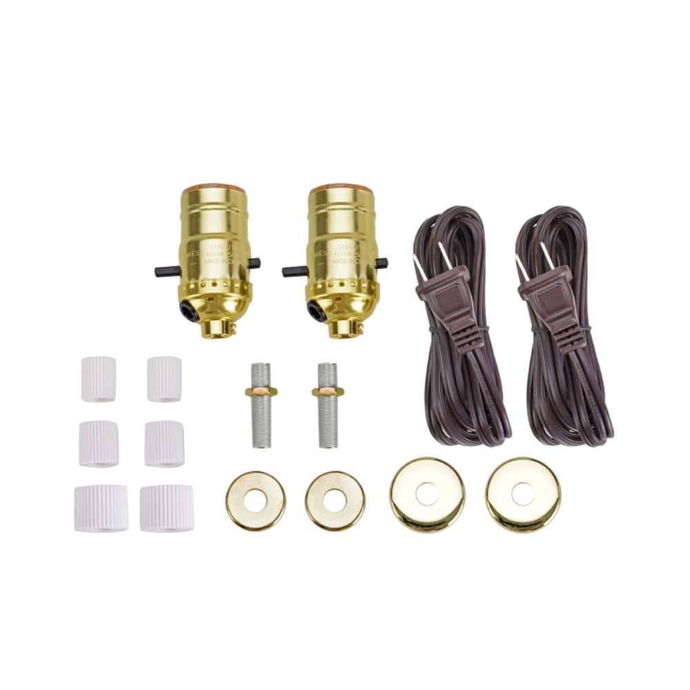 Aspen Creative Corporation Brass Make-A-Lamp Push Through Socket Kit  (2-Pack) 21026-2 - The Home Depot