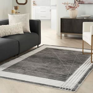 Desire Charcoal Silver 6 ft. x 9 ft. Abstract Contemporary Area Rug