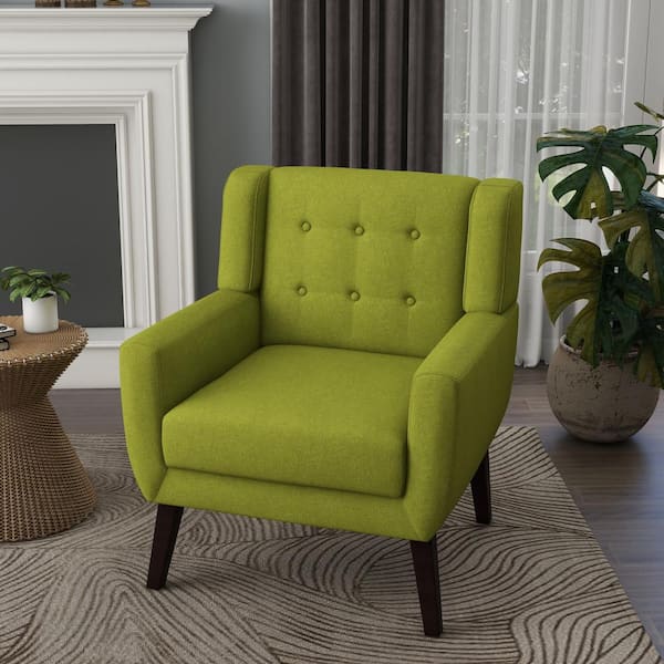 Uixe Green Linen Upholstery Arm Chair (Set of 1) IDF-SF0003-GN