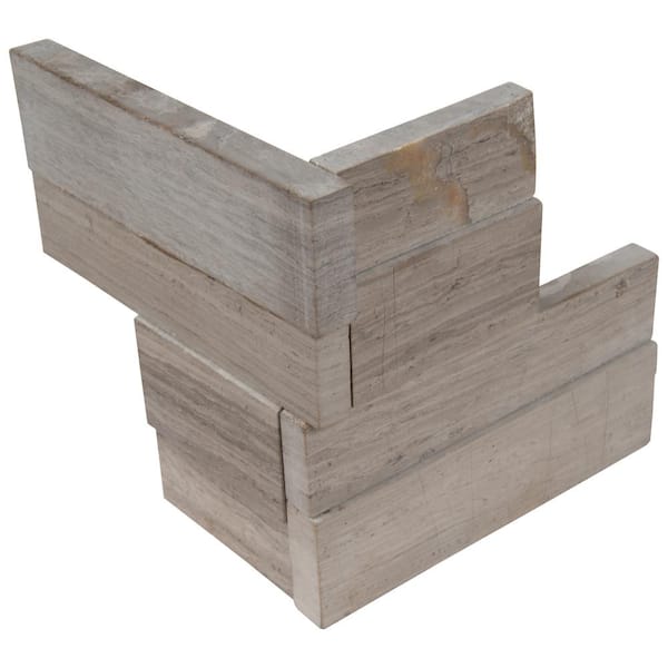 MSI Gray Oak Ledger Panel Corner 4.5 in. x 9 in. Honed Marble Look Wall Tile (4 sq. ft./Case)