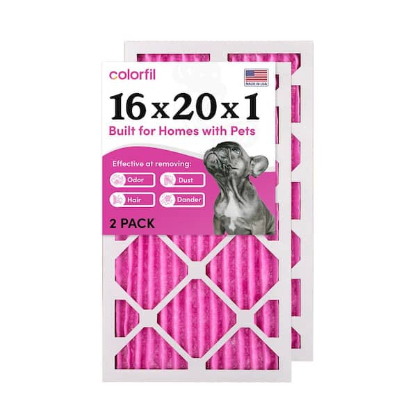 COLORFIL 16 in. x 20 in. x 1 in. Odor Removal and Color Changing Pleated Furnace Air Filter, MERV 8 (2-Pack)