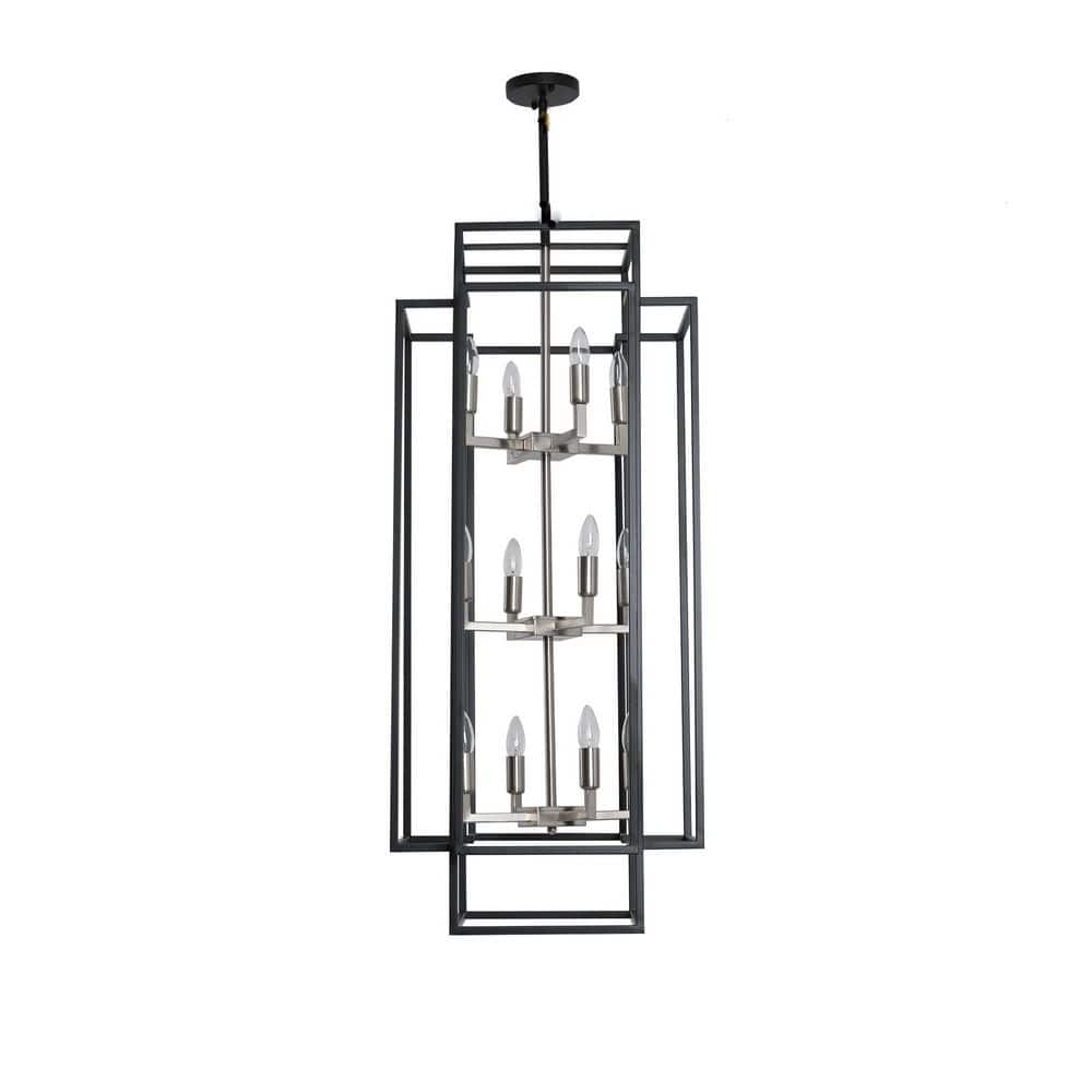 FramePicasso 12-Light Matte Black and Sliver Chandeliers, Cage Chandeliers Adjustable Height, No Light Bulb price history on PriceWatchPro