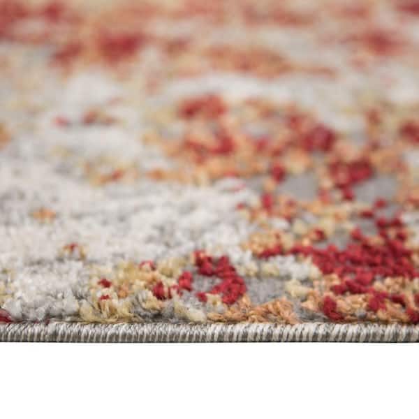 Yasmin 9 x 12 Red/Cream Abstract Pattern Area Rug for High Traffic Living Room Dining Room Bedroom