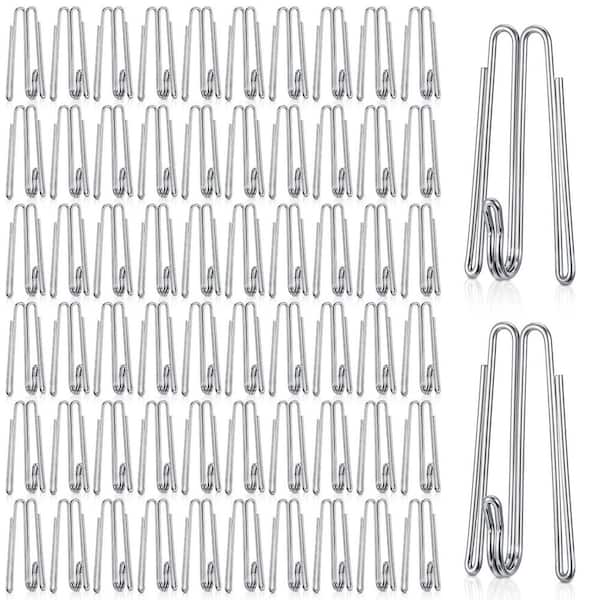 Stainless Steel Curtain Pleat Hooks 60-Pieces W Shape Four-Prong Pinch Pleat Drapery Hooks for Living Room