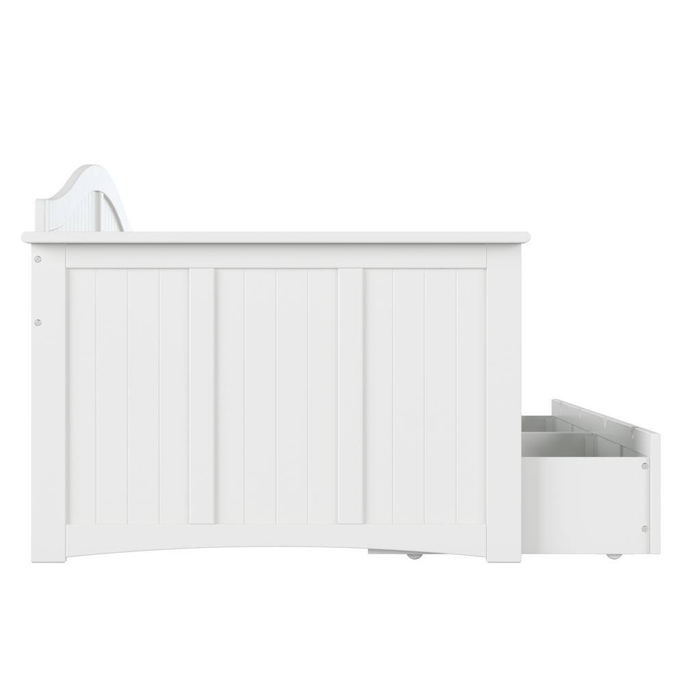 Nantucket White Twin Wood Daybed with Storage Drawers