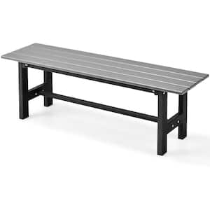 Gray Metal Outdoor Bench with HDPE Slatted Seat