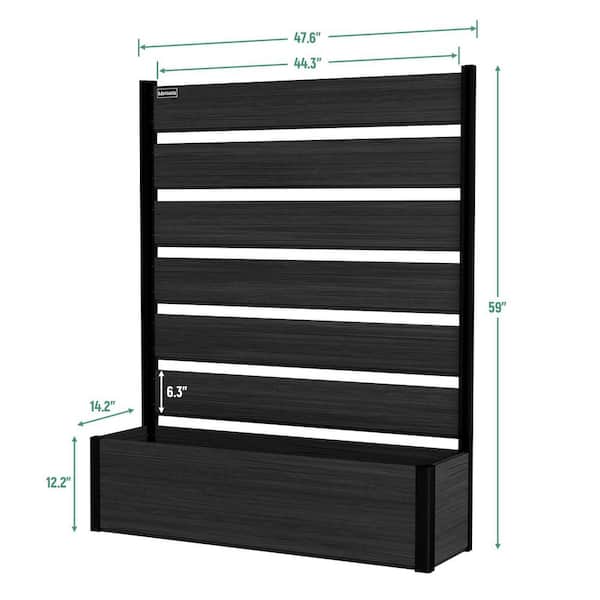 59 in. Tall Black Composite Wood Panels Planter Box with Aluminum Frame Vertical Design for Climbing Plants