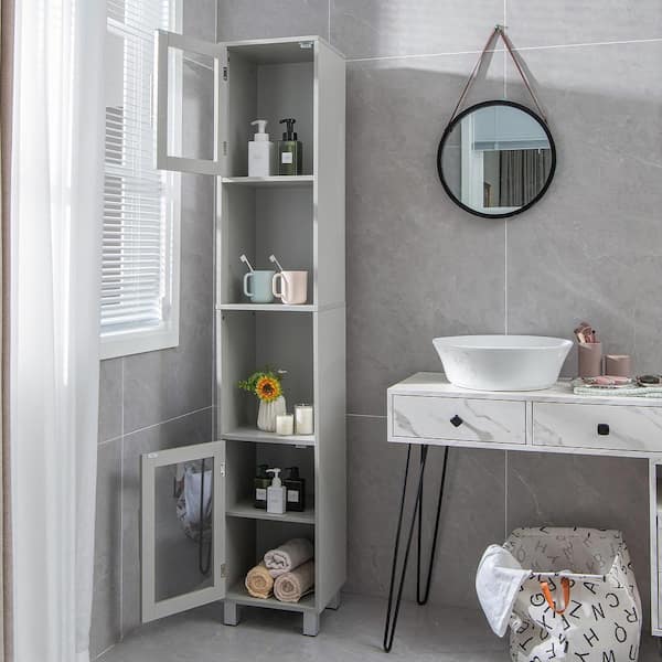 Modern hotsell grey bathroom tower set grey