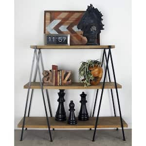 51 in. Brown Wood Industrial 3 Shelf Shelving Unit