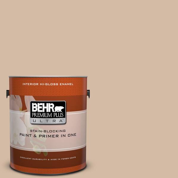 BEHR Premium Plus Ultra 1 gal. #290E-3 Classic Taupe Hi-Gloss Enamel Interior Paint and Primer in One