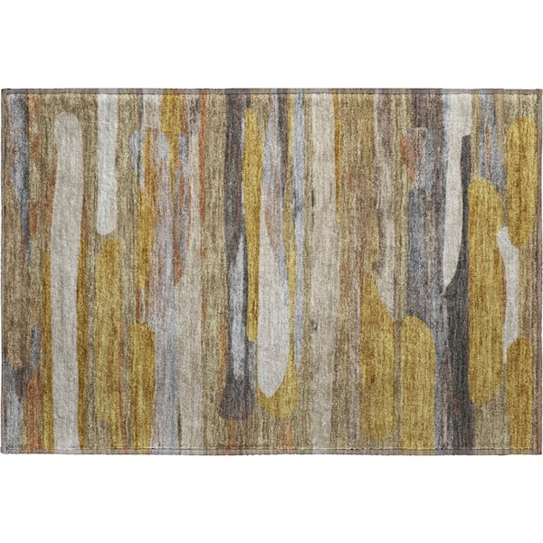 Mayfield Premium Machine Washable Abstract AMF2542 Brown 3 ft. x 4 ft. Area Rug