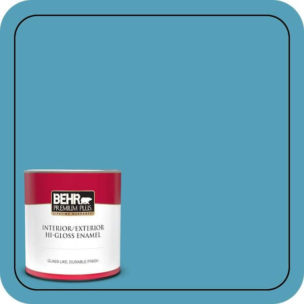 BEHR PREMIUM PLUS 1 qt. #M480-5A North Pole Blue Hi-Gloss Enamel Interior/Exterior Paint & Primer