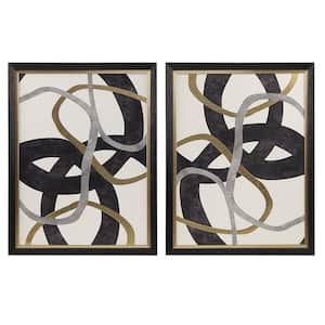 Abstract Stripes (Set of 2)-Wood Framed Canvas Wall Art Print 26.7 in. x 20.7 in.