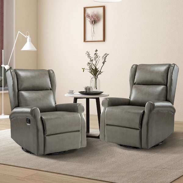 JAYDEN CREATION Chiang Grey Contemporary Wingback Faux Leather 