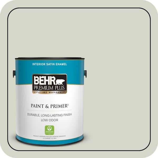 BEHR PREMIUM PLUS 1 gal. #QE-33 Natural Spring Satin Enamel Low Odor Interior Paint & Primer