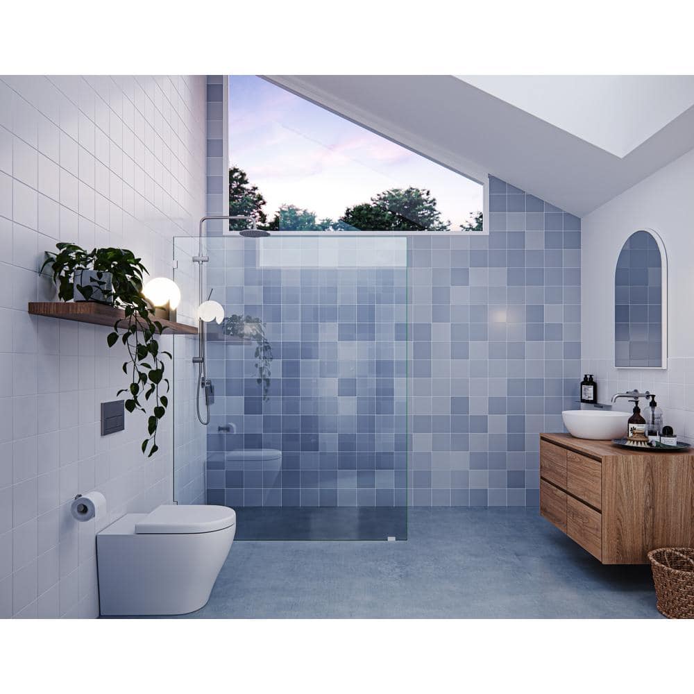 Vela 55" x 78" Frameless Glass Shower Panel with Brushed Nickel Hardware