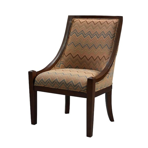 Linon Home Decor Carnegie Birch Pine Hardwoods Chevron Fabric Chair Dark Brown