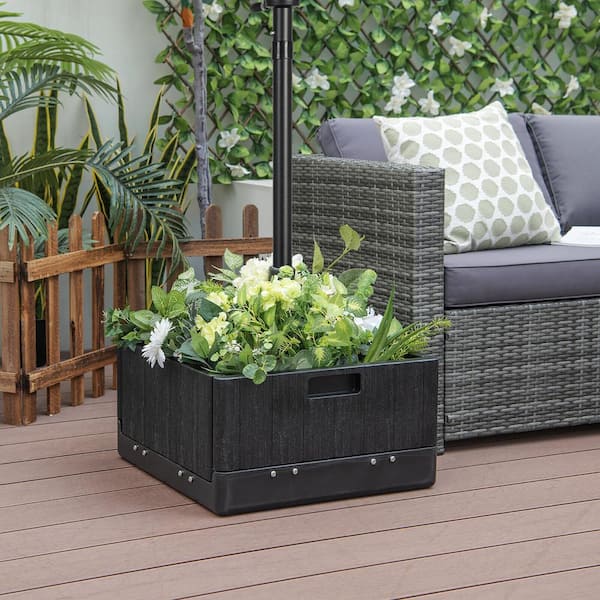 Gymax 175 lbs. Fillable Patio Umbrella Base with Table Tray
