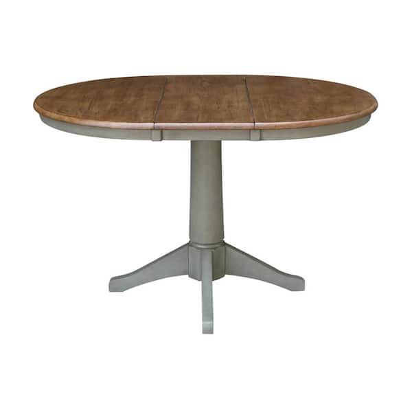 Hickory/Stone 36 in. x 48 in. Solid Wood Dining Pedestal Table