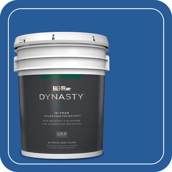 BEHR DYNASTY 5 gal. #P510-7 Beacon Blue Semi-Gloss Exterior Stain-Blocking Paint & Primer