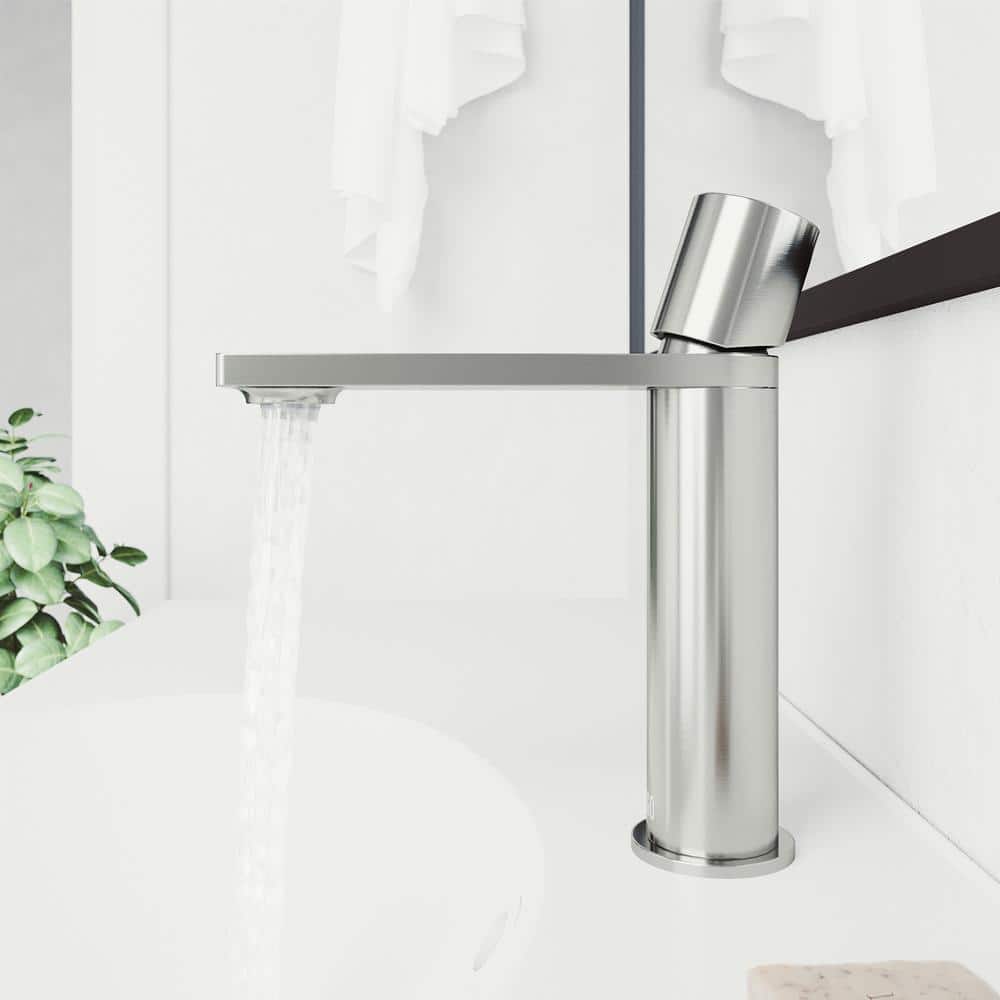 Brushed Nickel Single Handle Bathroom Faucet with Low Arc Spout