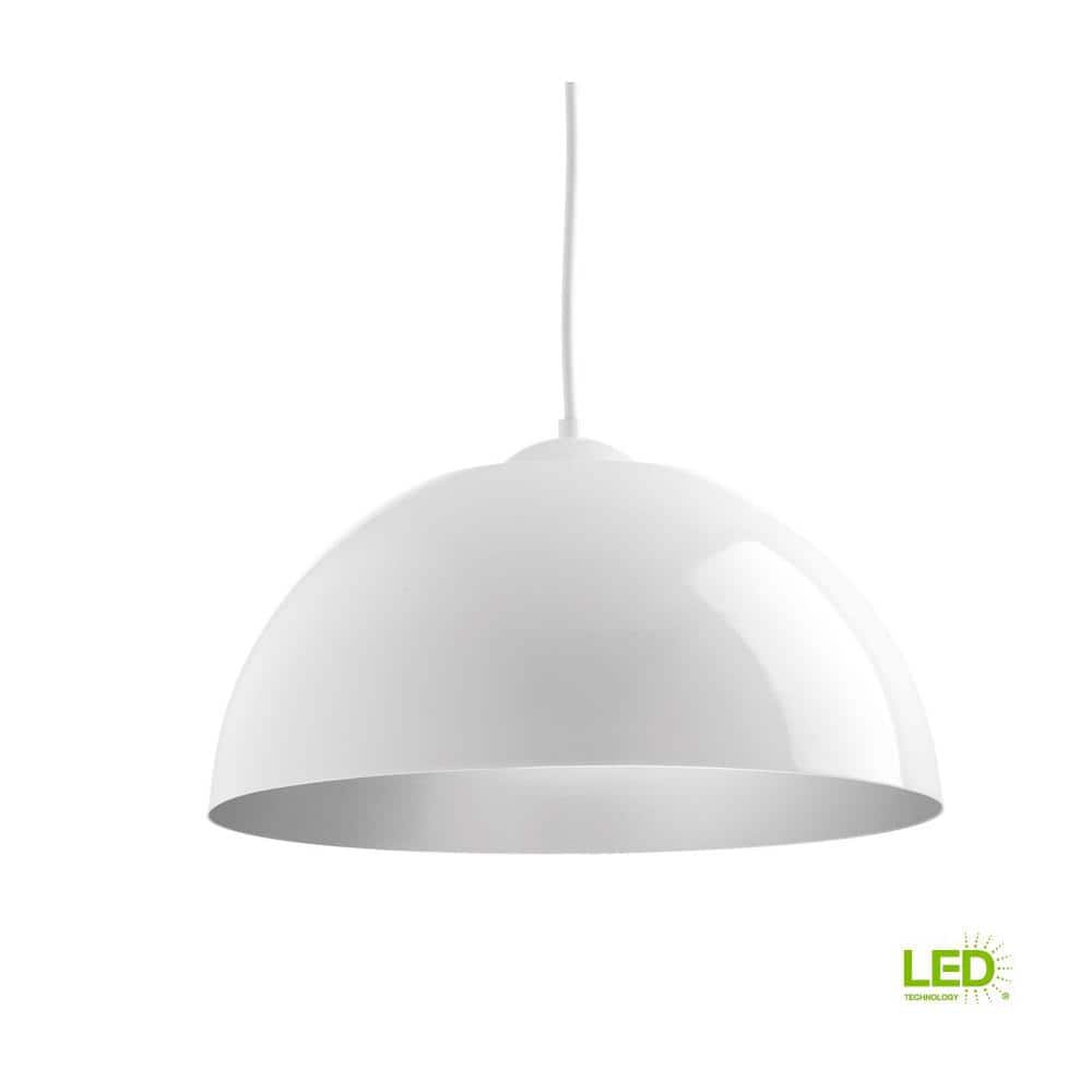 White Aluminum LED Dome Pendant Light