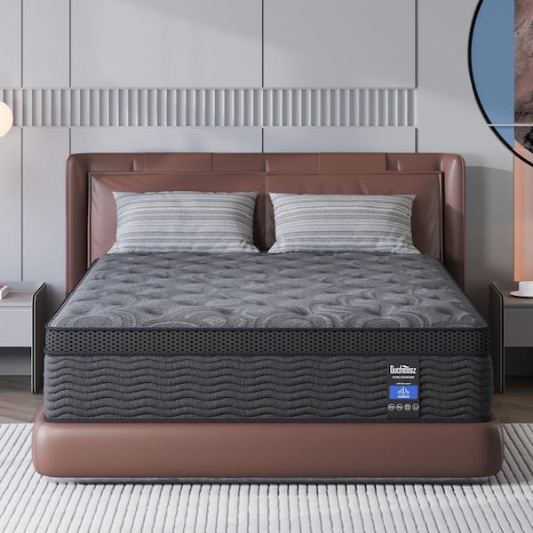 Queen Medium Firm 14 in. Hybrid Cooling Gel Memory Foam Euro Top Mattress, Motion Isolation, and Bed-in-a-Box Mattress﻿