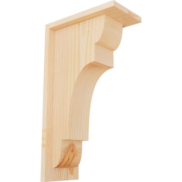 Ekena Millwork 5-1/2 in. x 10 in. x 18 in. Douglas Fir New Brighton Smooth Corbel with Backplate