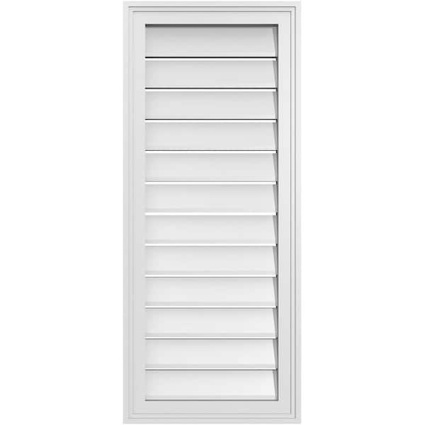 Ekena Millwork 16 in. x 38 in. Vertical Surface Mount PVC Gable Vent: Functional with Brickmould Frame