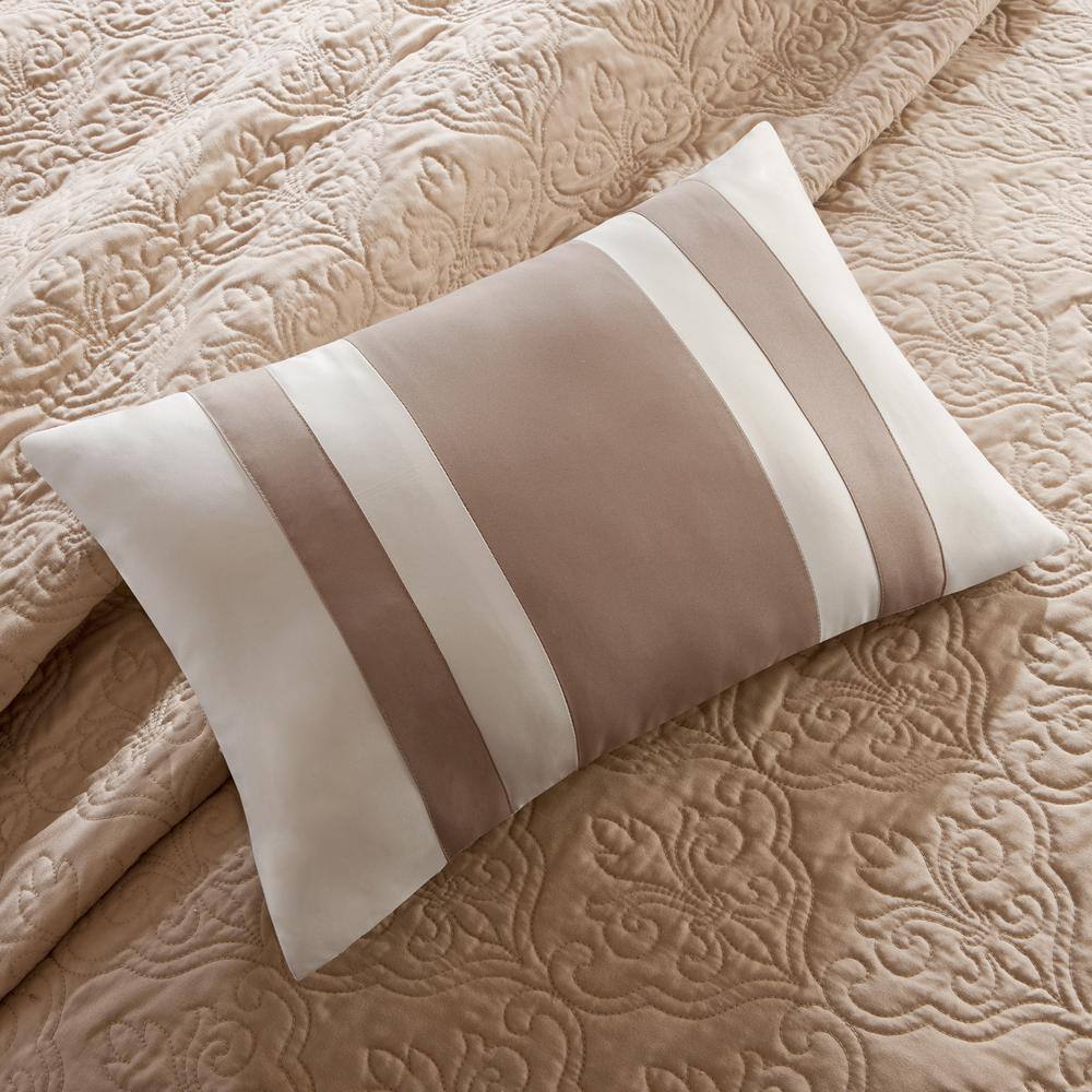 King Brown and Ivory Reversible Microfiber Quilt Set