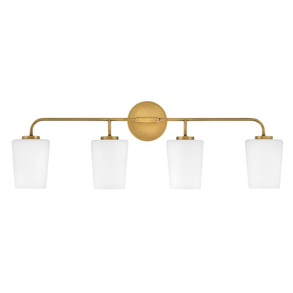 Heritage Brass 4-Light Vanity with Etched Opal Shades