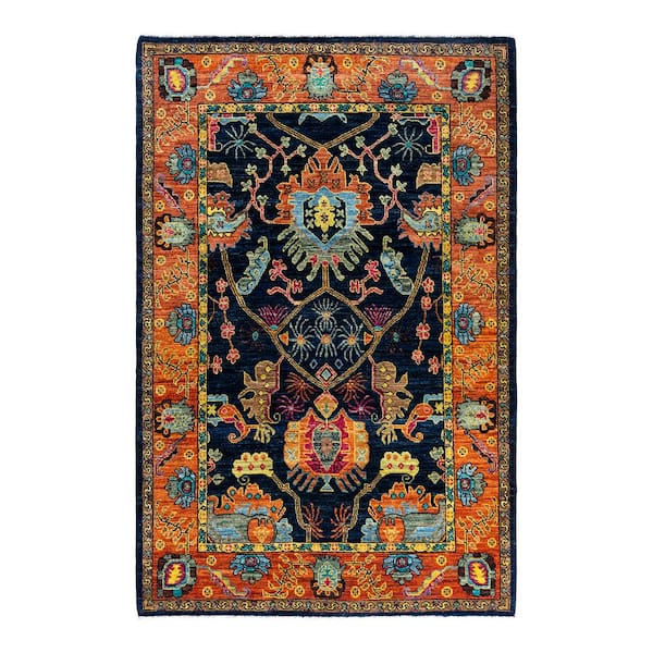 Serapi Blue 4 ft. x 6 ft. Tribal Wool Indoor Area Rug