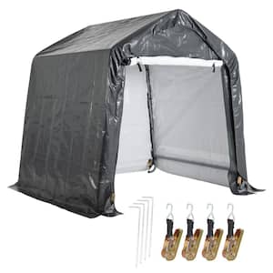 6 ft. x 6 ft. Outdoor Metal Frame Storage Shelter Shed Portable Garage in Gray