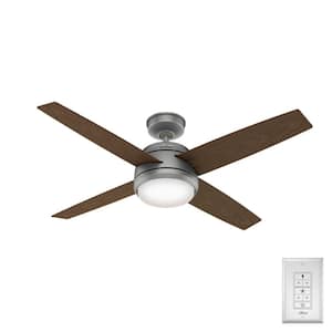 Oceana 52 in. LED Outdoor Matte Silver Ceiling Fan with Light Kit and Wall Control