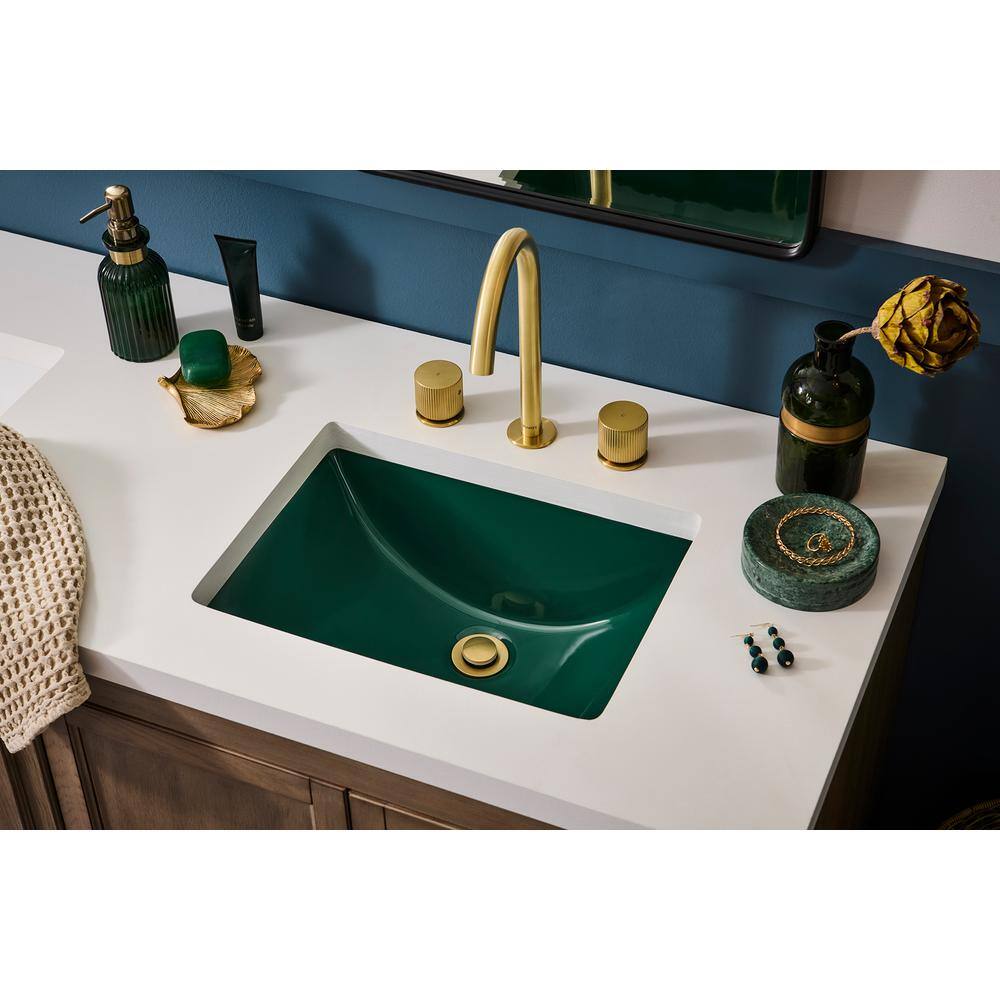 Emerald Green Rectangular Ceramic Undermount Bathroom Sink