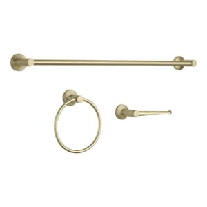 Dorind 3-Piece Bath Hardware Set with 24 in. Towel Bar, Towel Ring, and TP Holder in Matte Gold